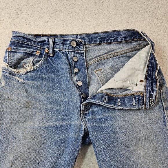 Vtg Levi's 501 Jeans Men's 32x32 Light Wash Button Fly Copper Rivets Batwing 90s - Picture 14 of 16